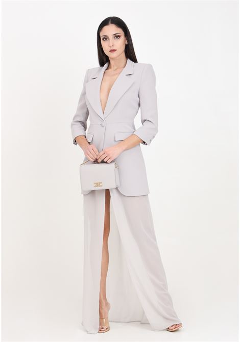 Pearl gray women's crepe jacket and georgette skirt set ELISABETTA FRANCHI | TG00242E2155